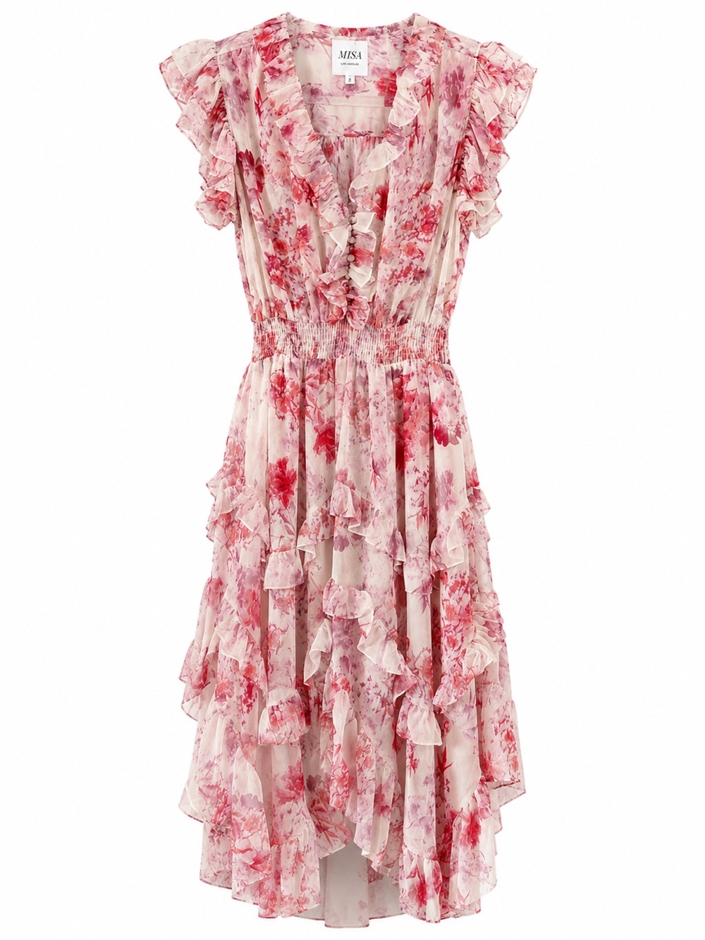 Misa Los Angeles Dakota Dress Abstract Rose Print Size Small